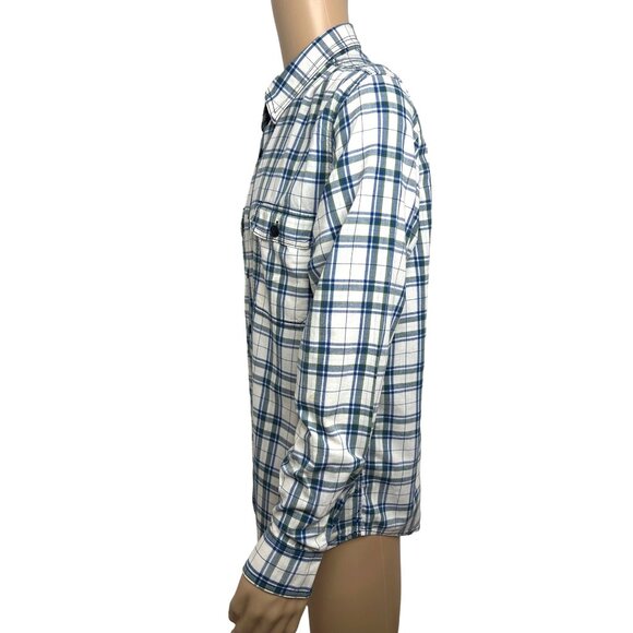 Club Room CR Men’s Shirt Vintage Fit XL Plaid White Blue Green Cotton Pockets - Picture 2 of 16